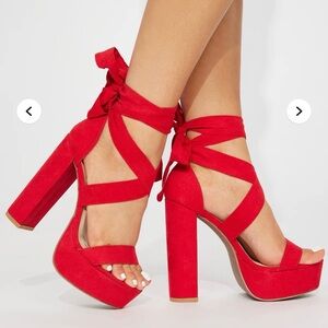 Fashion Nova Red Platform Heels